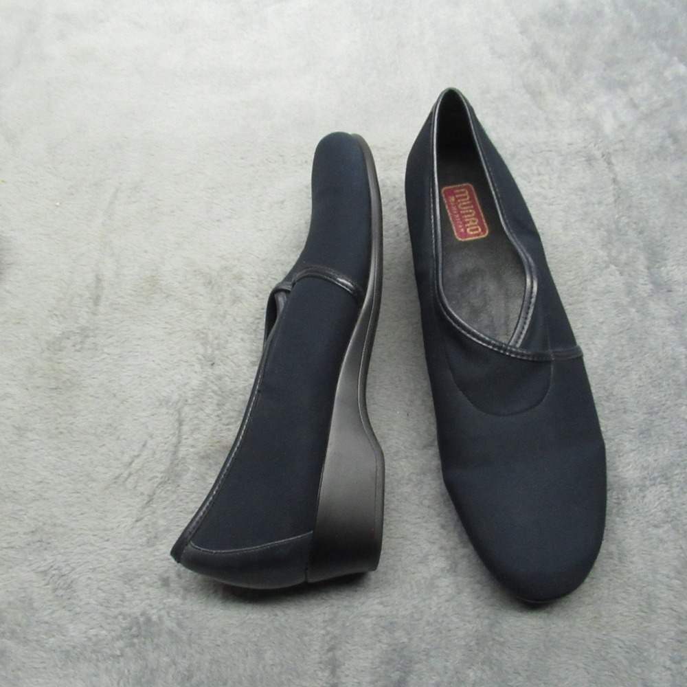 Munro Women Shoes 9.5M‎ Navy Blue Wedge Heel Slip On Flats Loafer Microfiber